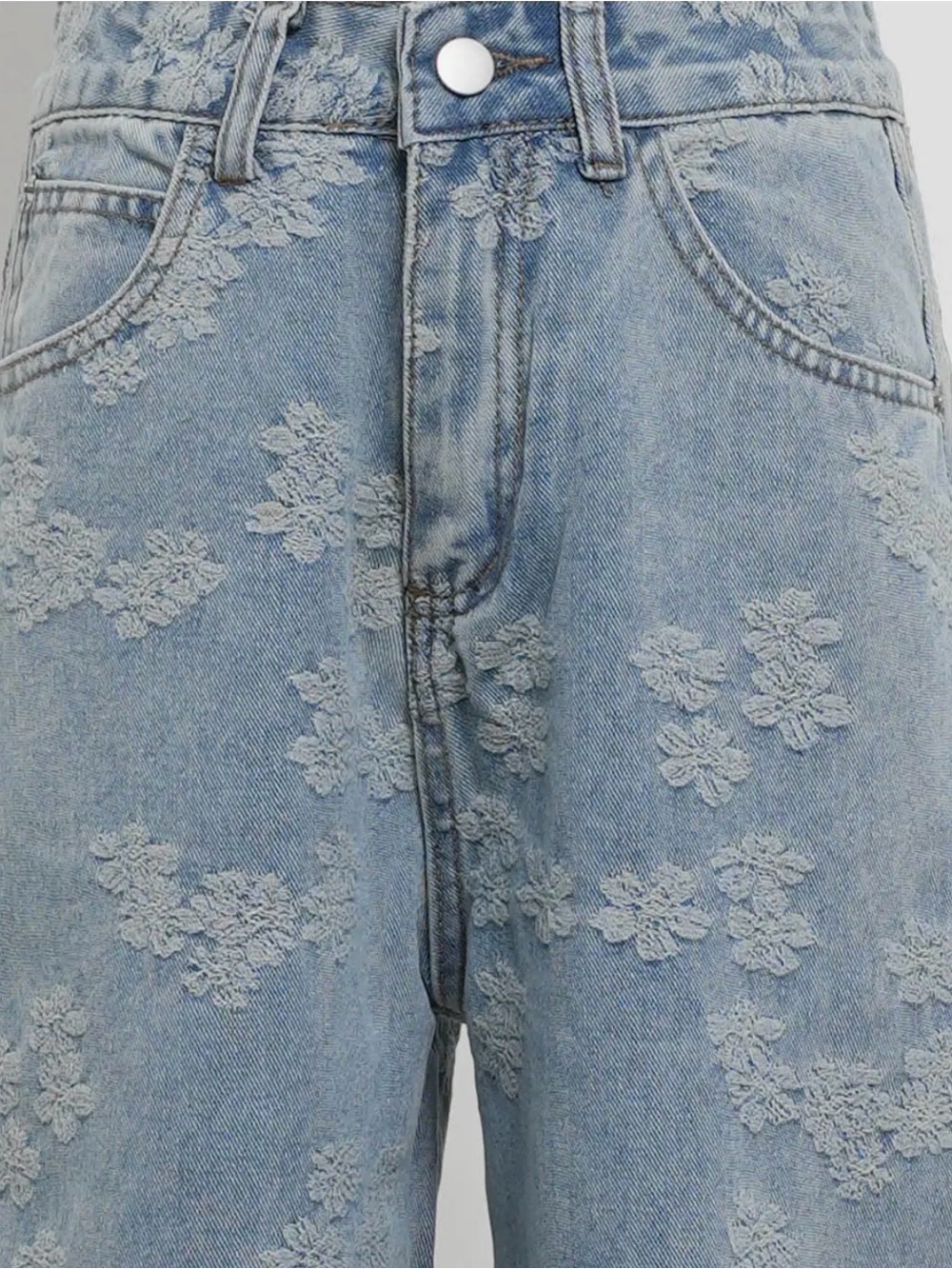 Elegant Floral Wash Wide-Leg Denim | SM127 - Picture 6 of 7